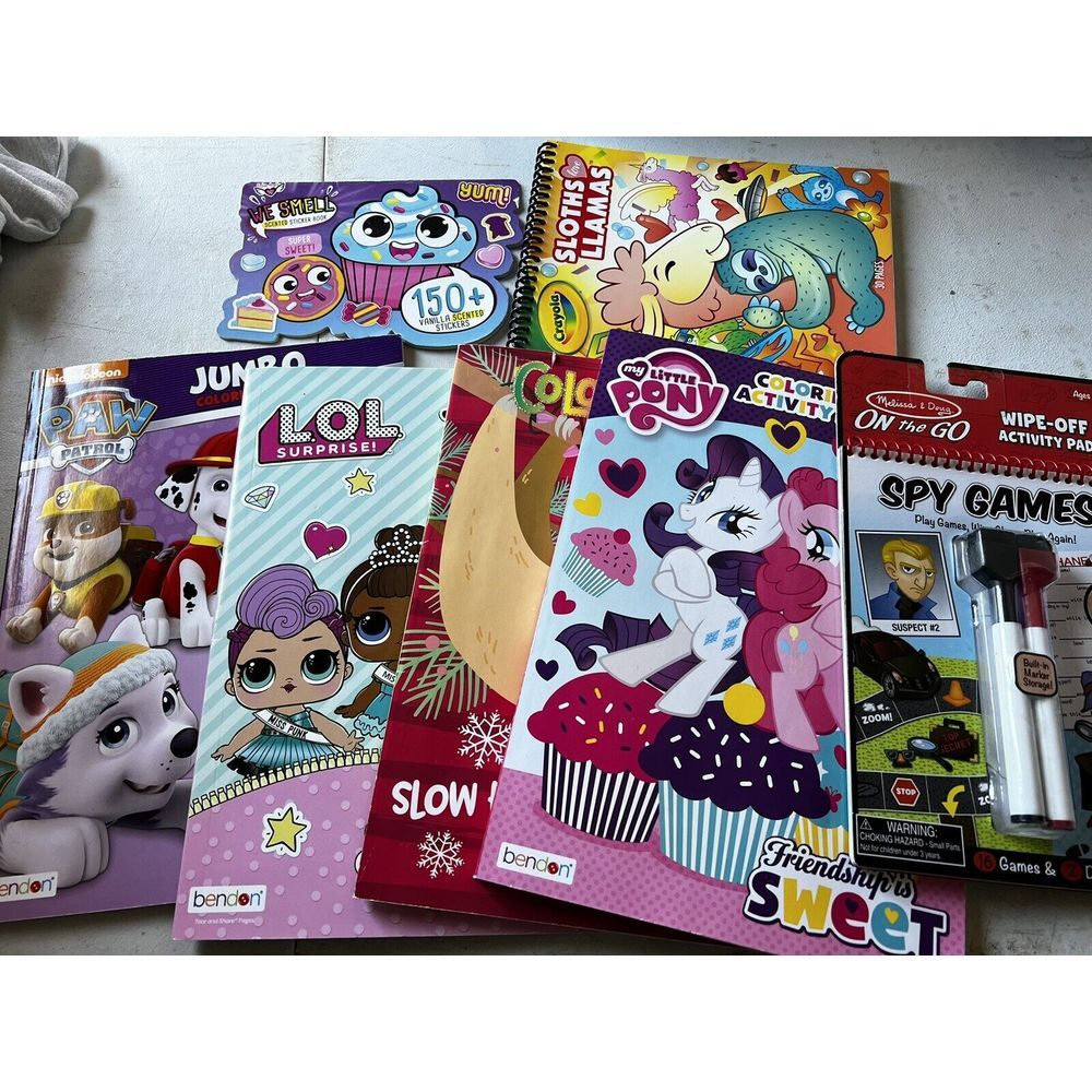 Lot Of Kid Coloring Books Activity Books Stickers Some‎ Colored